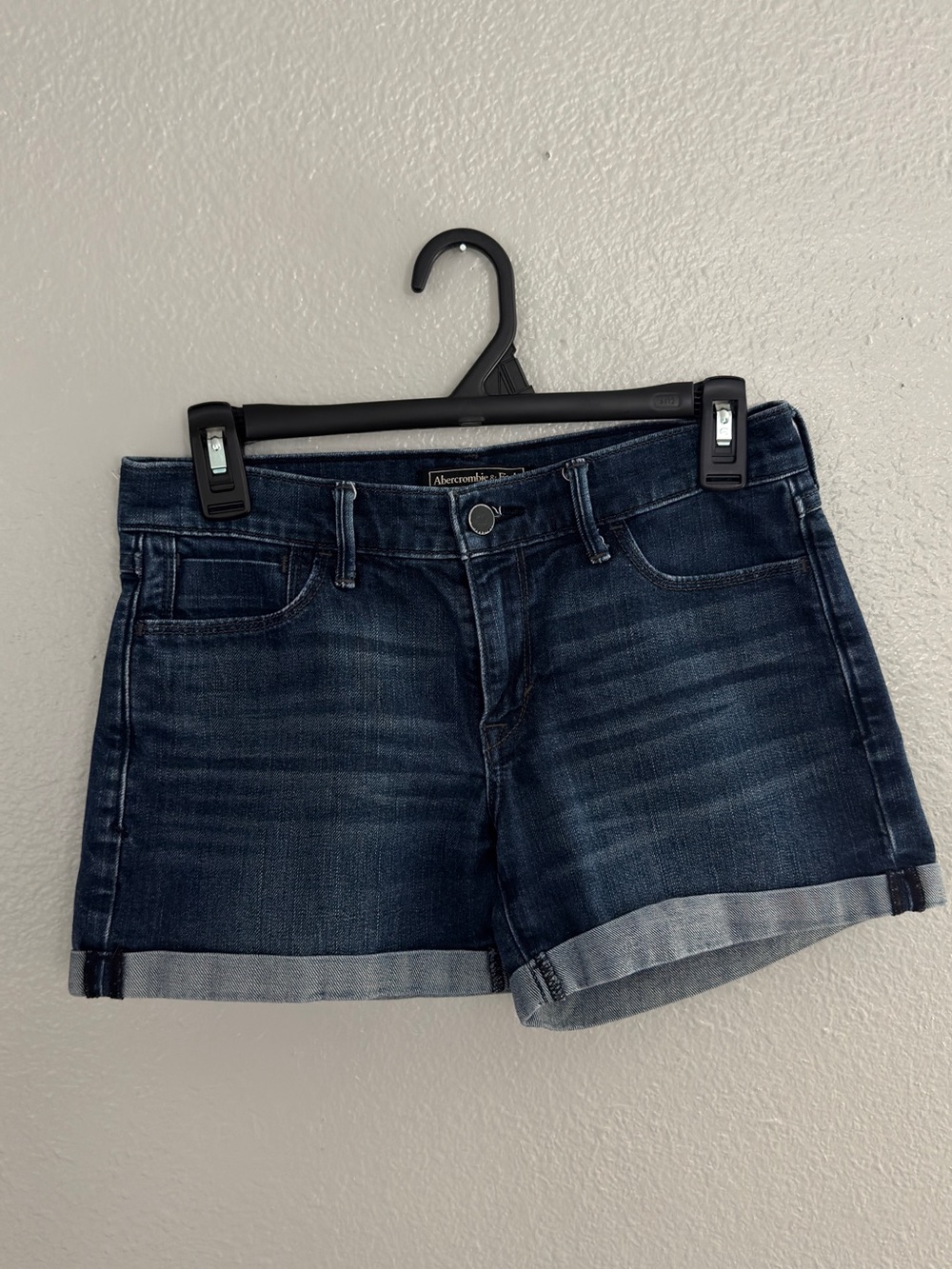 Abercrombie & Fitch Dark Indigo Rolled-Hem Denim Shorts